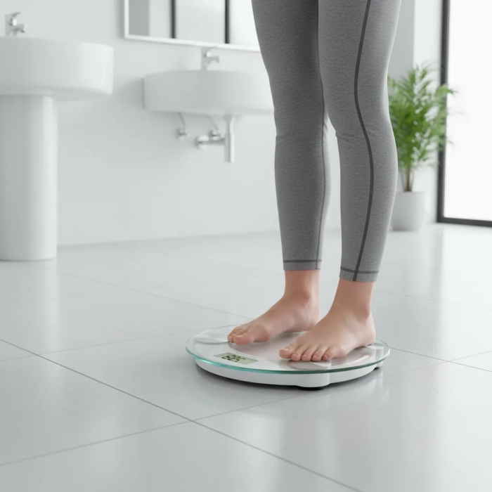 Yuvarlak Şeffaf Dijital Cam Baskül Terazi Tartı Hassas Ölçüm Modern Şık Tasarım ( Lisinya )