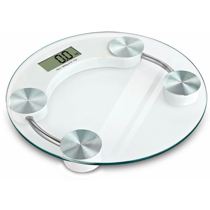 150 Kg Kapasiteli Yuvarlak Şeffaf Dijital Banyo Cam Baskül Terazi Tartı ( Lisinya )