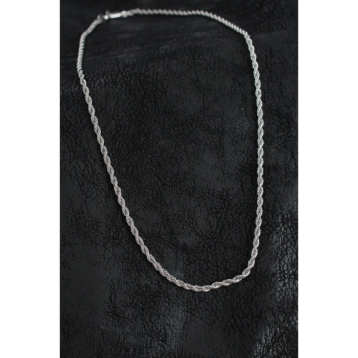 316L Çelik Burgu Zincir Model Gümüş Renk Erkek Kolye - Lisinya