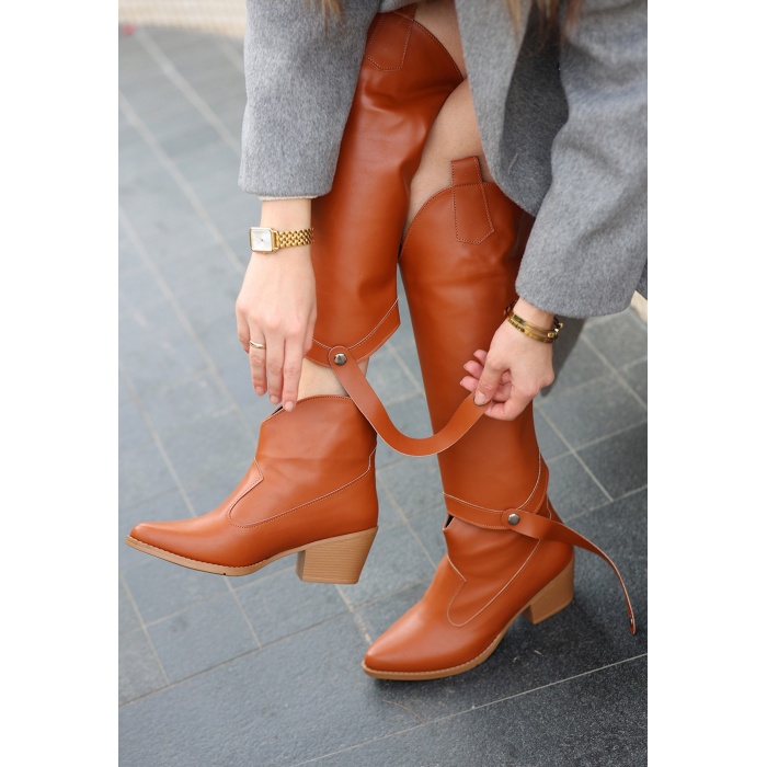 Milla Taba Cilt Tak Çıkar Topuklu Bot Ve Çizme - Lisinya