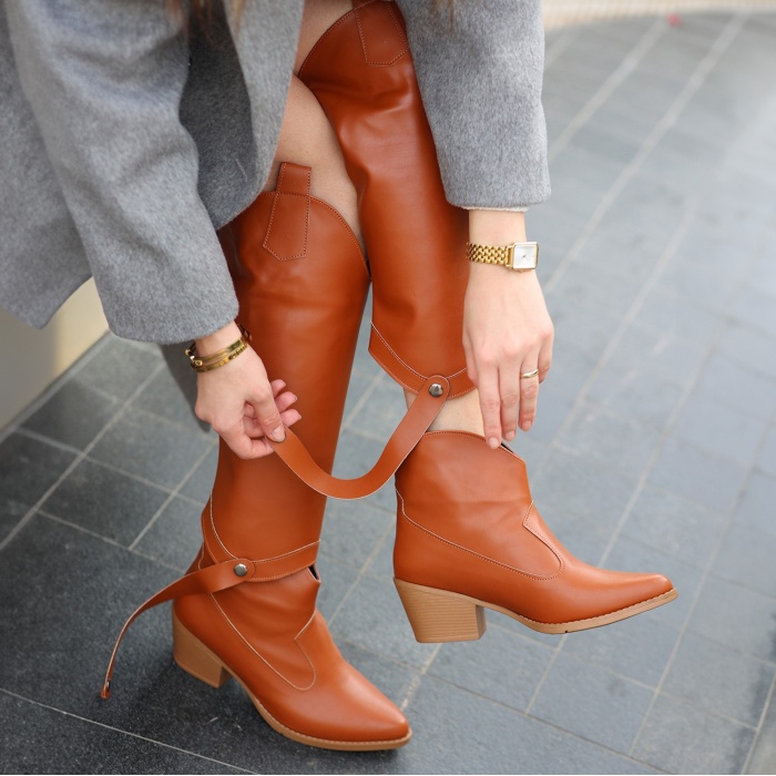 Milla Taba Cilt Tak Çıkar Topuklu Bot Ve Çizme - Lisinya