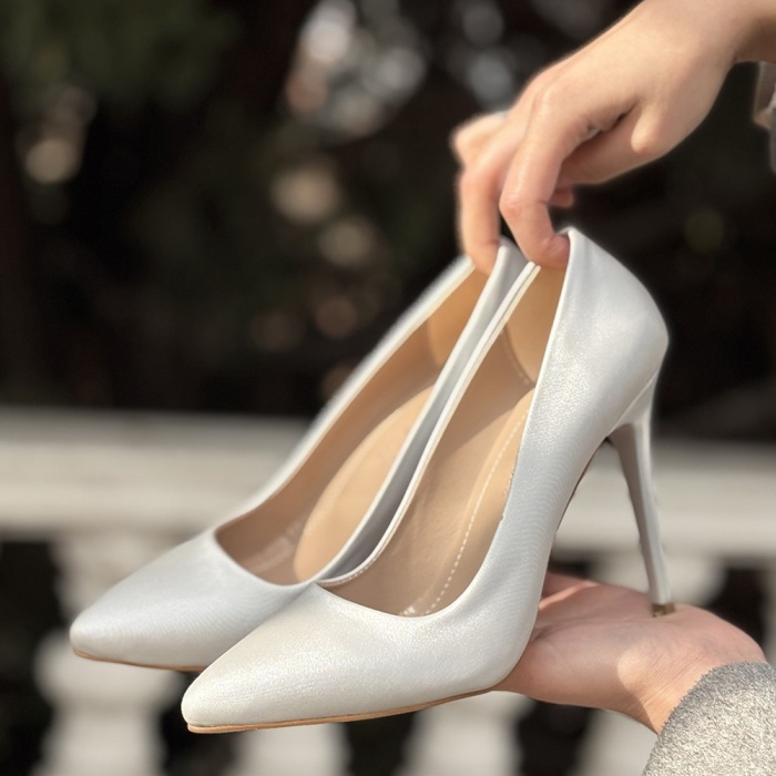 Hillar Gümüş Saten Stiletto Ayakkabı - Lisinya