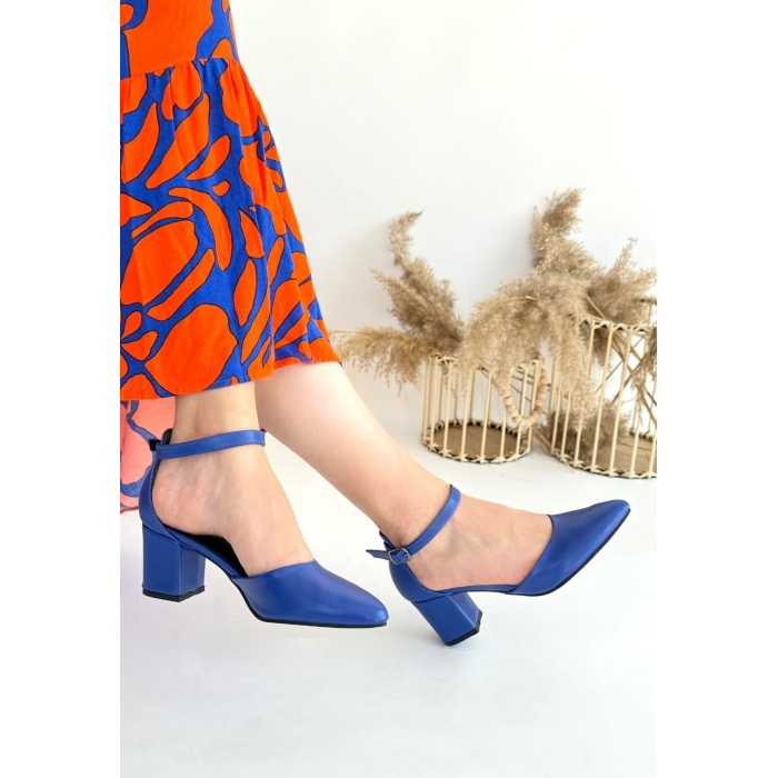 Mulen Mavi Cilt Topuklu Ayakkabı - Lisinya