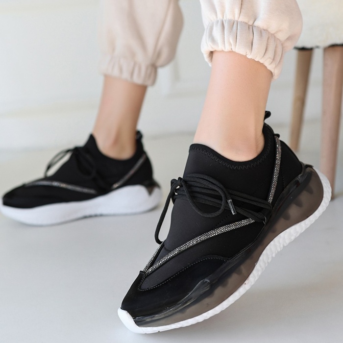 Liney Siyah Rugan Bağcıklı Spor Ayakkabı - Lisinya