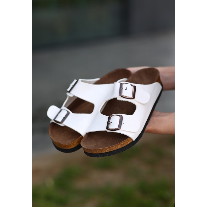 Rıno Beyaz Nubuk Terlik - Lisinya