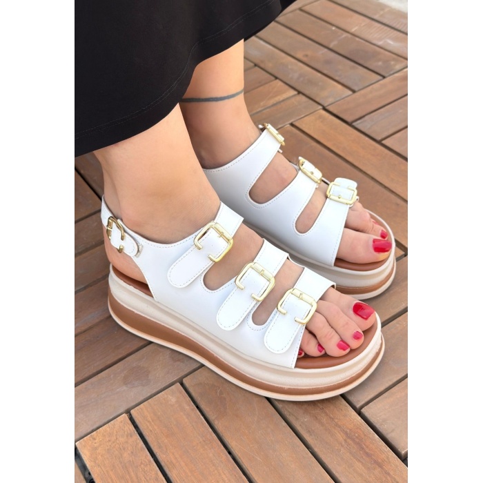 Jatay Beyaz Cilt Sandalet - Lisinya