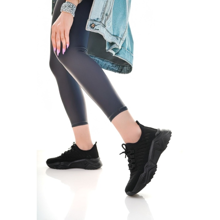 Ante Siyah Triko Bağcıklı Spor Ayakkabı - Lisinya