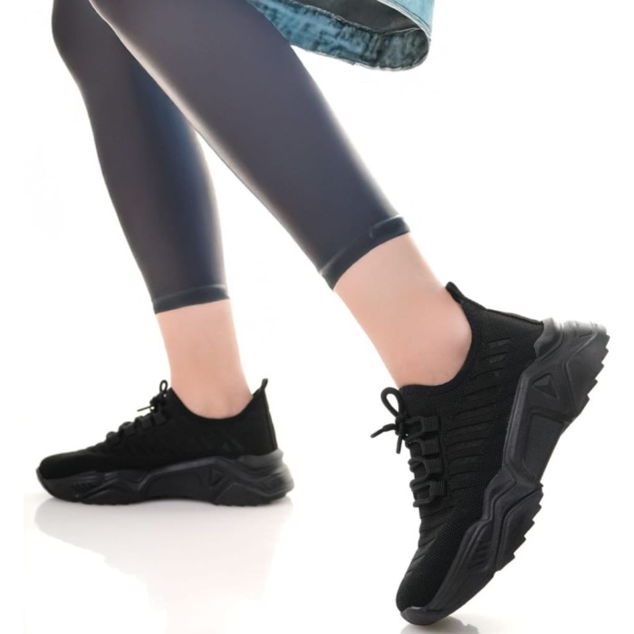 Ante Siyah Triko Bağcıklı Spor Ayakkabı - Lisinya