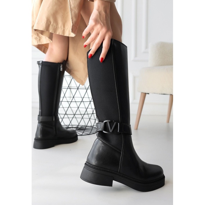 Diona Siyah Cilt Çizme - Lisinya