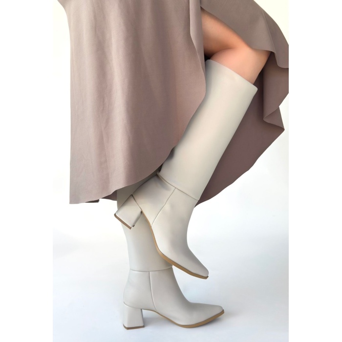 Roksa Ten Cilt Topuklu Çizme - Lisinya