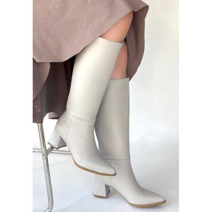 Roksa Ten Cilt Topuklu Çizme - Lisinya