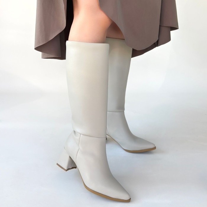 Roksa Ten Cilt Topuklu Çizme - Lisinya