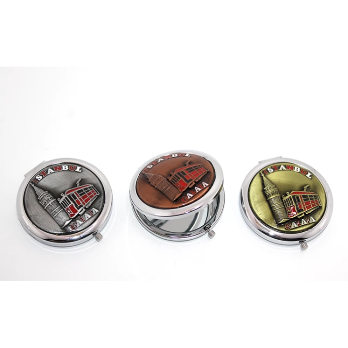 Metal İstanbul Temalı Yöresel Kabartmalı El Aynası 2alk111 - Lisinya