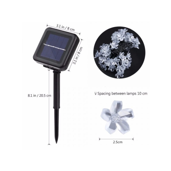 Solar 30 Ledli Çiçekli Günışığı Bahçe Aydınlatma Dekorasyon Güneş Enerjili - Lisinya