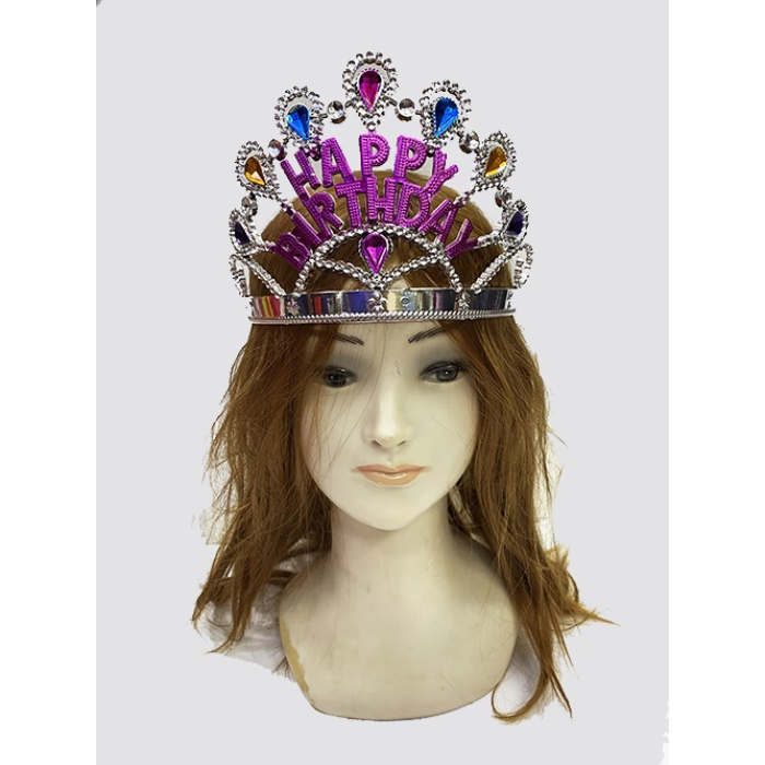 Gümüş Renk Happy Birthday Yazılı Doğum Günü Tacı 60 Cm - Lisinya