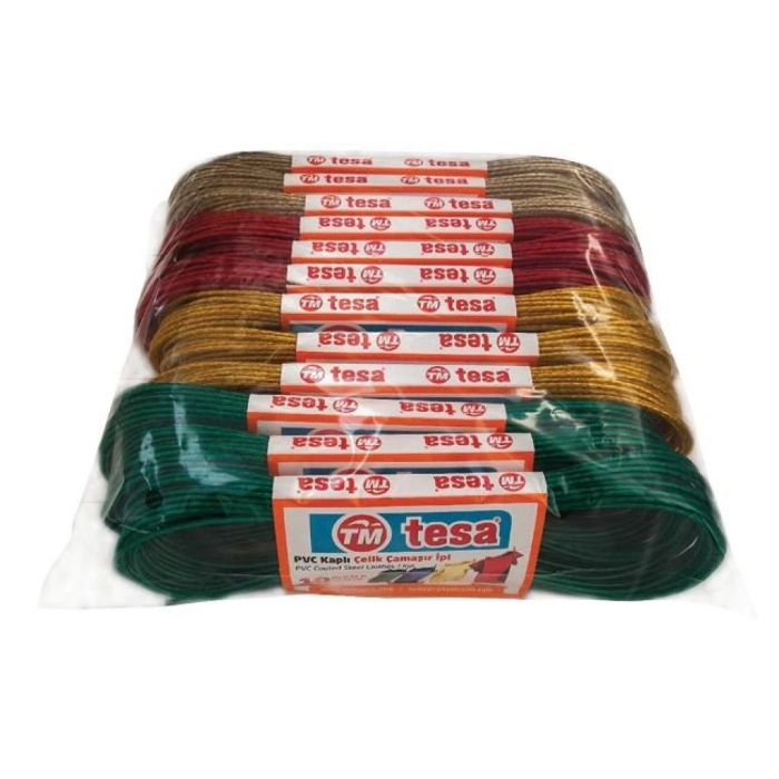 Temsan 12 Li Pvc Kaplama 10 Metre Çelik Çamaşır İpi - Lisinya