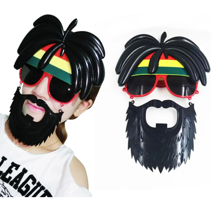 Rasta Peruklu Rasta Sakallı Bob Marley Bıyıklı Parti Gözlüğü 27x18 Cm - Lisinya