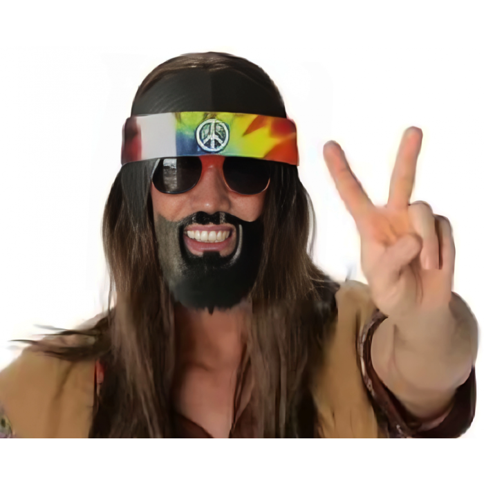 Siyah Saçlı Bandana Tasarımlı Hippi Parti Gözlüğü 26x18 Cm - Lisinya