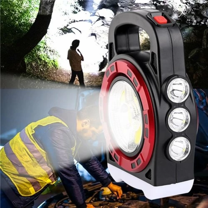 P-6678c Dış Mekan Solar Şarj Işığı Çok Fonksiyonlu Projektör Hazine Güçlü Işık El Feneri - Lisinya