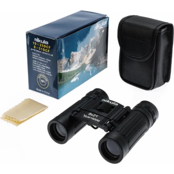 8x21  Dürbün Siyah  Av Dürbünü 56m/1000m Kauçuk Kaplama - Lisinya