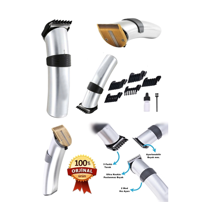 609 Profesyonel Şarjlı Saç Sakal Kesme Tıraş Makinesi Erkek Tıraş Makine Seti - Lisinya