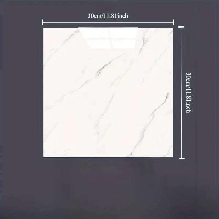 Beyaz Mermer Desenli Alüminyum Plastik Duvar Sticker (30*30) - Lisinya