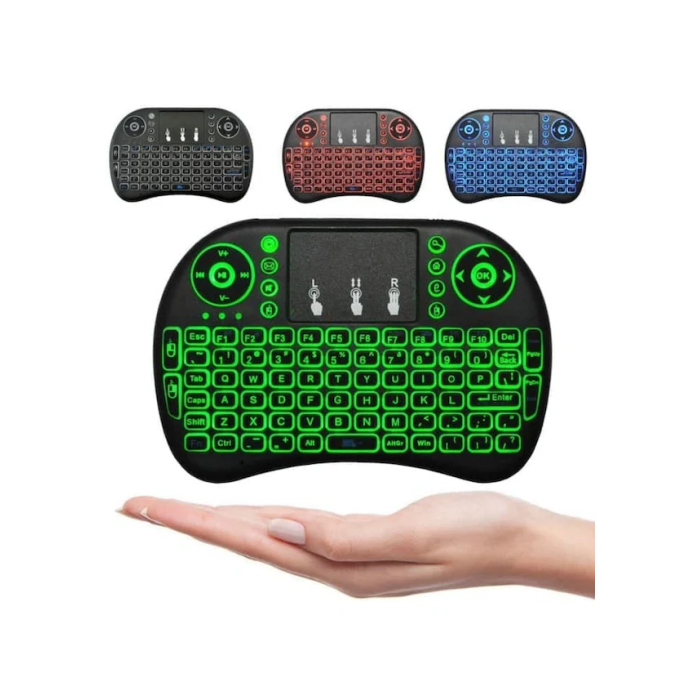 Smart Tv Box Ps3 Uyumlu Kablosuz Dokunmatik Işıklı Şarjlı Touchpadli Mini Q Klavye - Lisinya