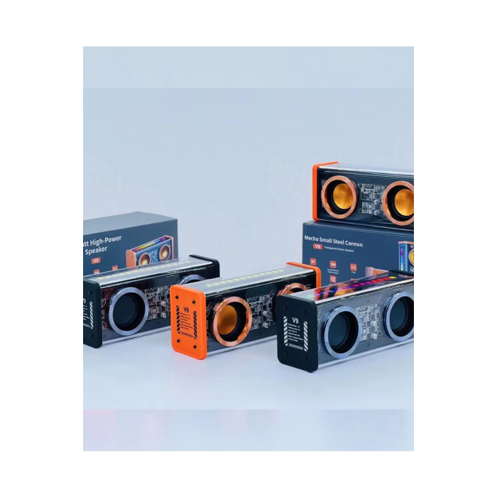 Şeffaf Mecha Müzik Tws Stereo Rgb İşıklı Hoparlör Kablosuz Bluetooth 5.0 Taşınabilir Hoparlör V9 - Lisinya