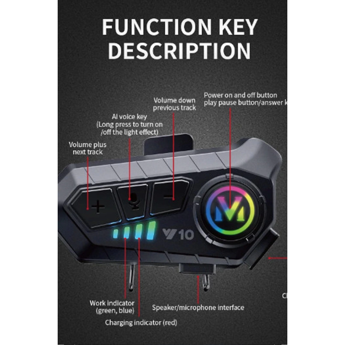 Y10 Kask Kulaklık Bluetooth Motosiklet Kulaklık 5,3 Bluetooth Intercom Motorsiklet Kulaklık - Lisinya