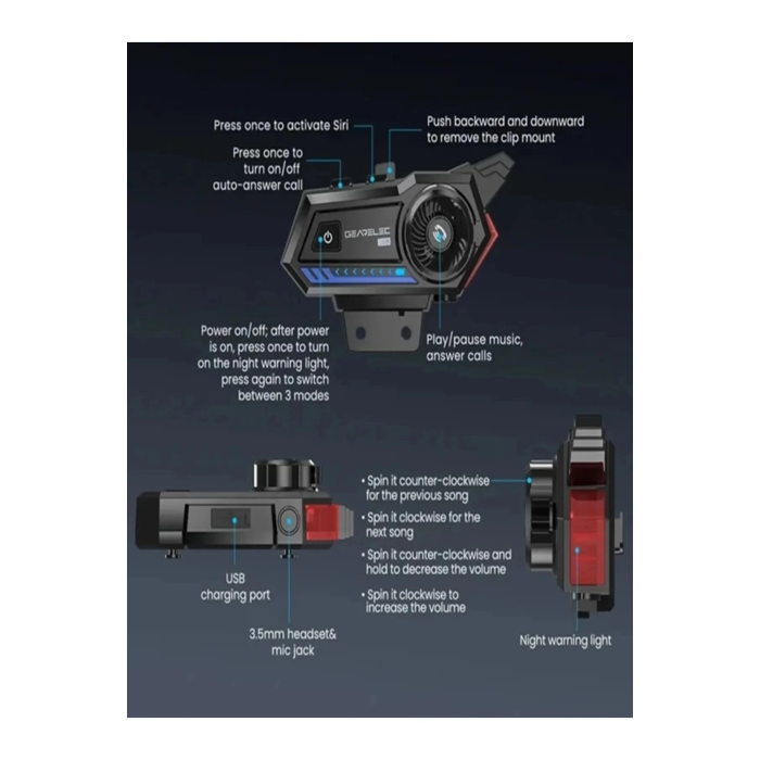 Bt57 Motosiklet Kask Kulaklık Intercom Işıklı Motorsiklet Interkom - Lisinya