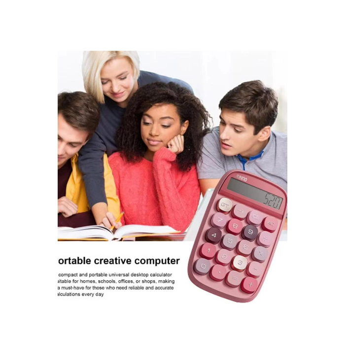 Sevimli Kare Tuşlu 10 Haneli Ldc Ekran Hesap Makinası Pembe - Lisinya