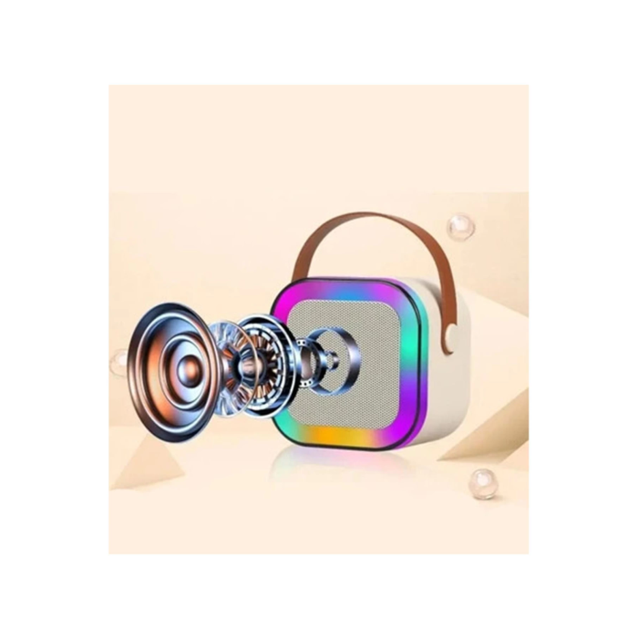 Karaoke Kablosuz Hoparlör Mikrofonlu Rgb Işıklı Bluetooth Speaker Tf Kart/usb Beyaz - Lisinya