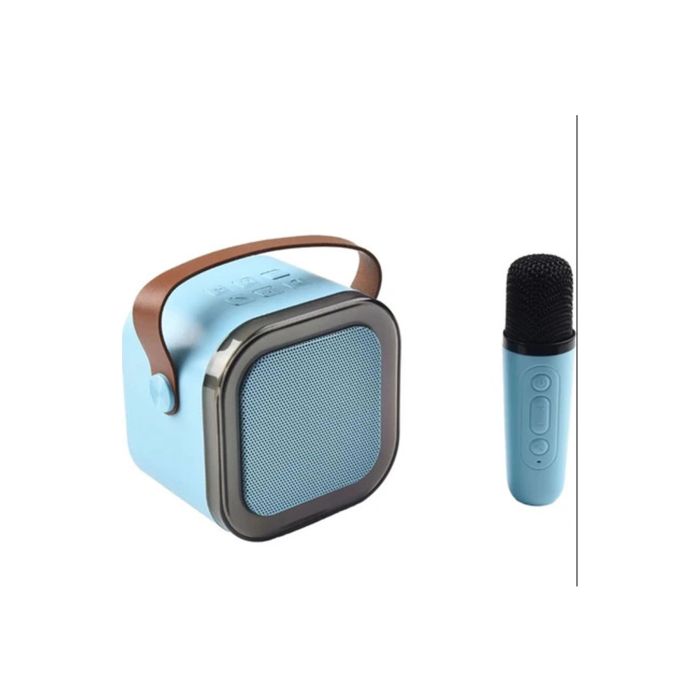 Karaoke Kablosuz Hoparlör Mikrofonlu Rgb Işıklı Bluetooth Speaker Tf Kart/usb Mavi - Lisinya