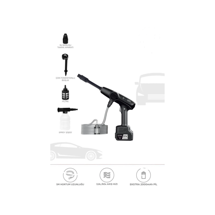 Akülü Şarjlı Yüksek Basınçlı Oto Araba Bahçe Yıkama,temizleme Su Sı - Lisinya