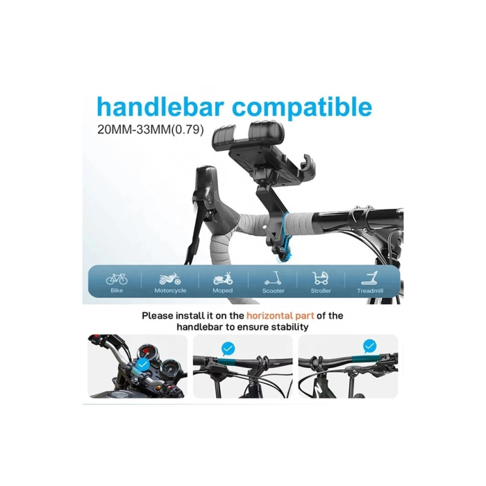 360° Derece Ayarlanabilen Gidon Bağlantılı Bisiklet Motosiklet İçin Abs 4-7.8″ İnç Telefon Tutucu - Lisinya