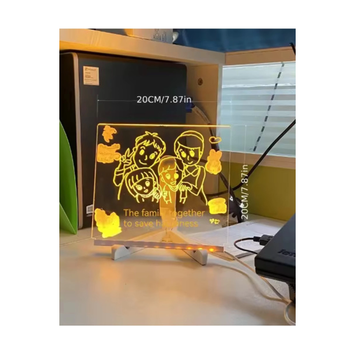 Neon Işıklı 7 Renk Işık Boyama Kalemli Led Resim Panosu Boyama Tahtası Kalemleri 20 X 20 - Lisinya