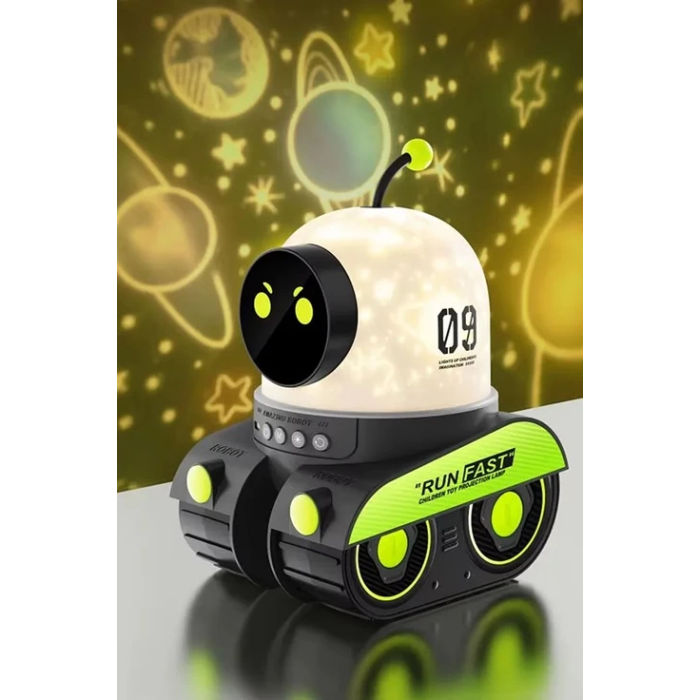 Robot Projeksiyon Gece Lambası Hoparlörlü Şarjlı Yıldızlı Gökyüzü Temalı Led Projeksiyon Lambası - Lisinya