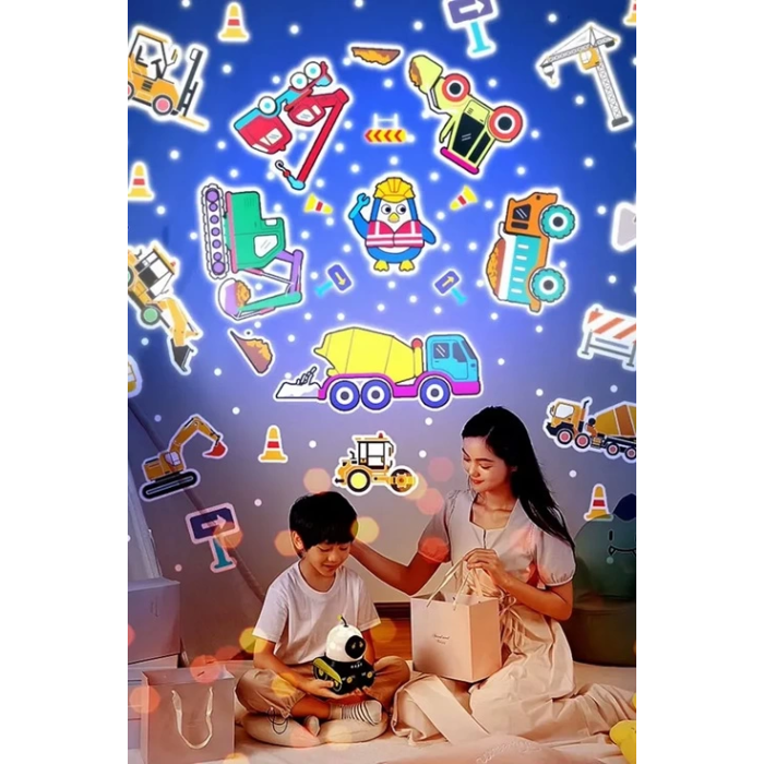 Robot Projeksiyon Gece Lambası Hoparlörlü Şarjlı Yıldızlı Gökyüzü Temalı Led Projeksiyon Lambası - Lisinya