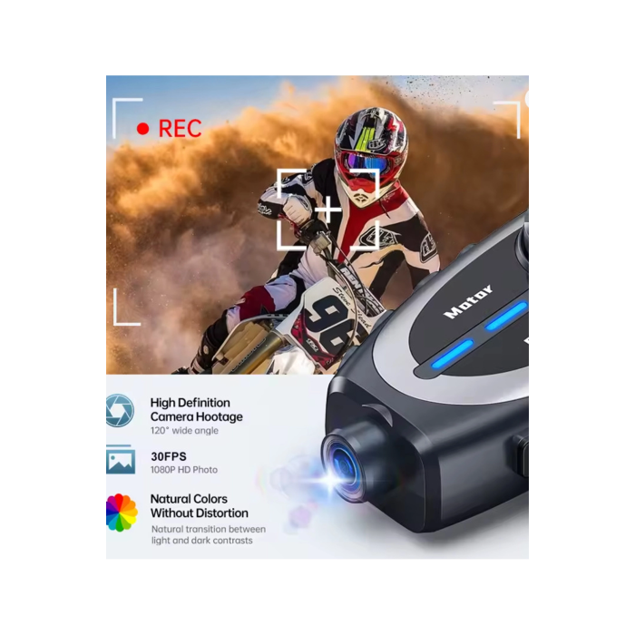 Q29 Motosiklet Kask Bluetooth Kulaklık Eşleşmeli 1080p Kamera Geniş Açı Su Geçirmez Intercom - Lisinya