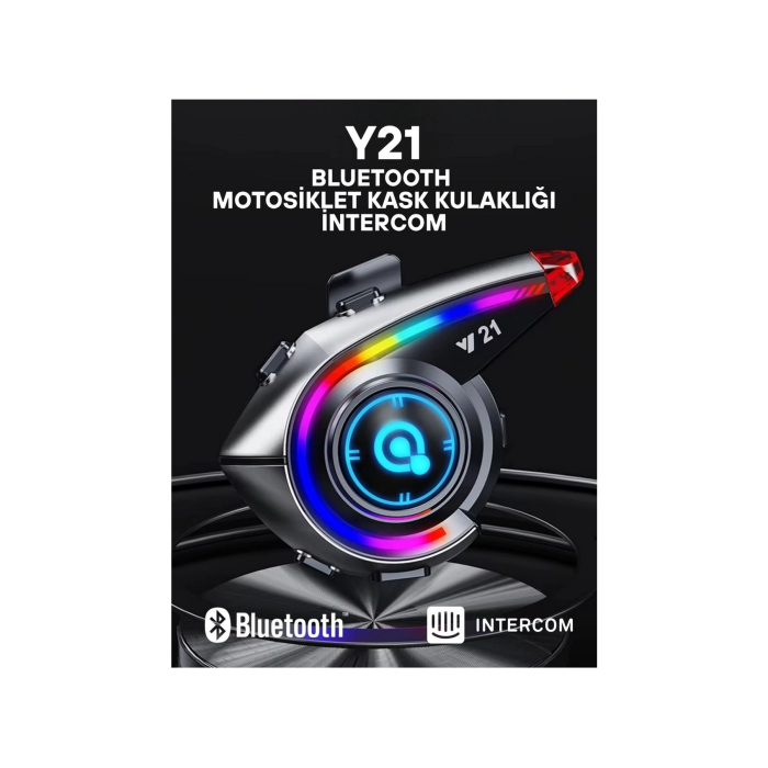 Y21 Rgb Işık Efektli Intercom Bluetooth Motosiklet Kask Kulaklığı Intercom Kulaklık - Lisinya
