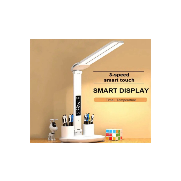 Led Dokunmatik Katlanabilir Masa Lambası Takvim Sıcaklık Saat Şarjlı Masa Lambası - Lisinya