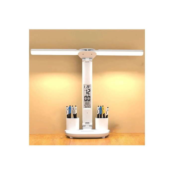 Led Dokunmatik Katlanabilir Masa Lambası Takvim Sıcaklık Saat Şarjlı Masa Lambası - Lisinya