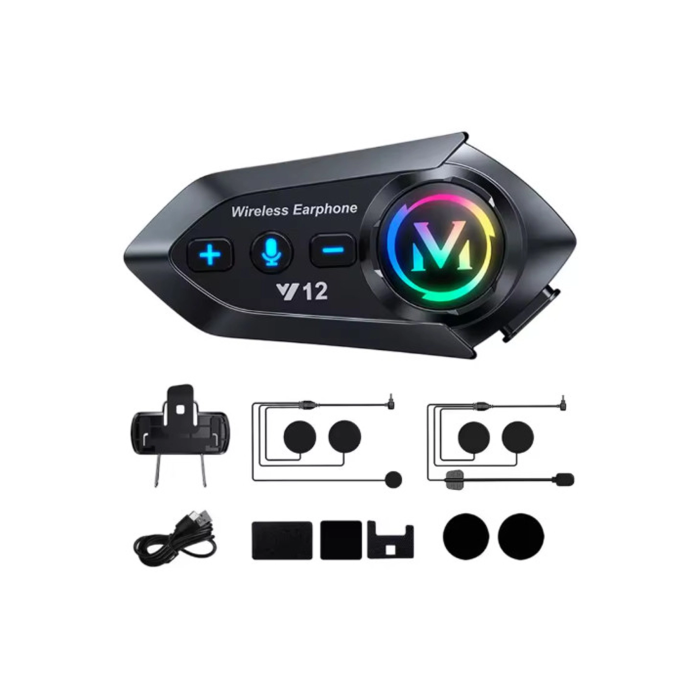 Y12  Motor Kask Kulaklık Rgb Modlu Radyolu Motosiklet Kulaklık 5.3 Bluetooth Intercom - Lisinya