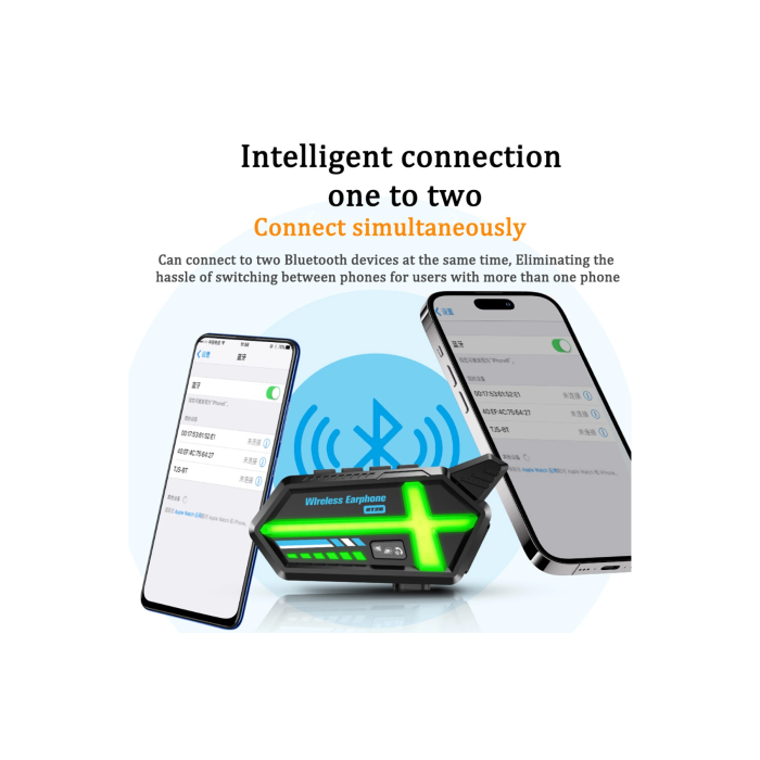 Bt26 Motosiklet Kask Kulaklık Bluetooth Rgb Işıklı 2 Eşleşme Özellikli 1000 Mah Intercom - Lisinya
