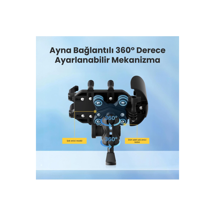 Ayna Bağlantılı Güneş Ve Yağmur Korumalı 360° Derece Ayarlanabilir Motosiklet Telefon Tutucu - Lisinya