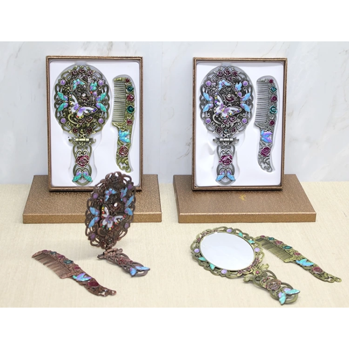 Kelebek Katlanabilir Ayna Ve Tarak Seti Büyük Boy Alk4981 - Lisinya