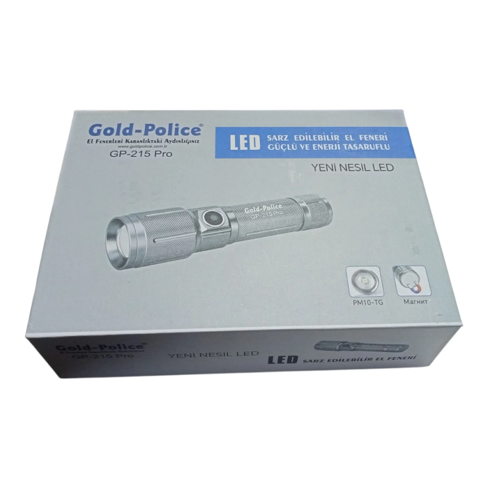 Gold Police Gp-215 Pro Şarjlı El Feneri Pm10 Led Mıklatıslı - Lisinya