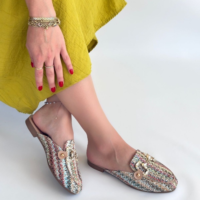 Yenda Renkli Dokumalı Terlik - Lisinya