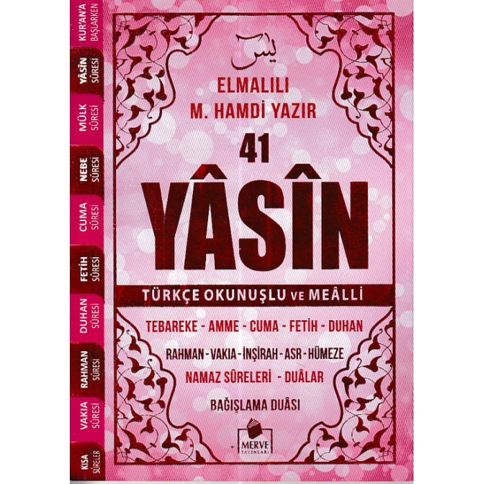 41 Yasin Çanta Boy Türkçe Okunuşlu ve Mealli Pembe Kapak