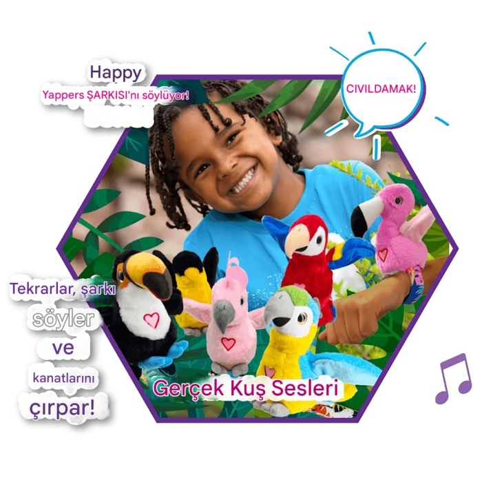 Peluş Ses Tekrarlı Hayvan Bileklik Aksesuar - Pembe Flamingo (Lisinya)